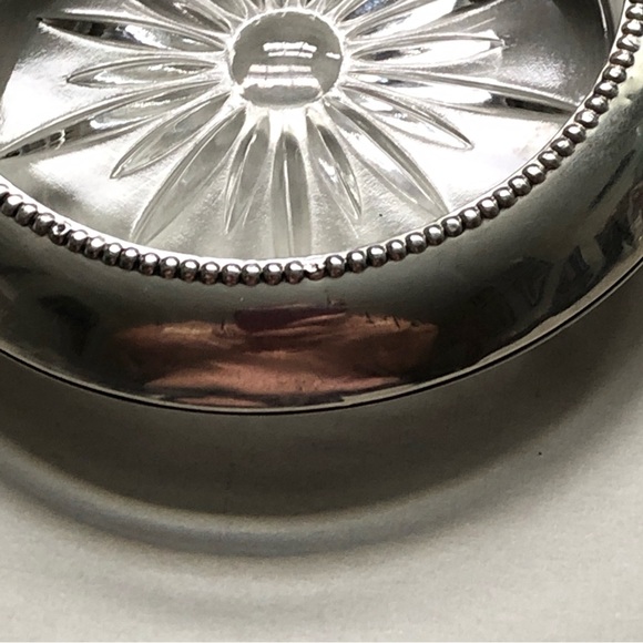 Vintage Frank M. Whiting Small Sterling Silver Crystal Coaster - Picture 10 of 13